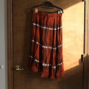 Hand-dyed Tie-dyed Skirt with Embroidered Edges. Women's M-XL.